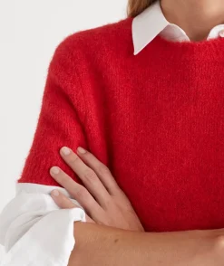 Short Sleeve Fluffy Knit Top