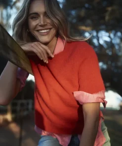 Short Sleeve Fluffy Knit Top