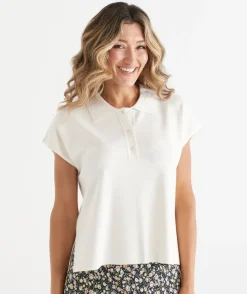 Short Sleeve Knit Polo Top