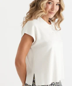 Short Sleeve Knit Polo Top