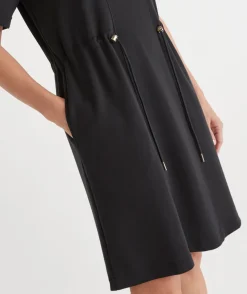 Short Sleeve Stretch Jersey Dress - Black