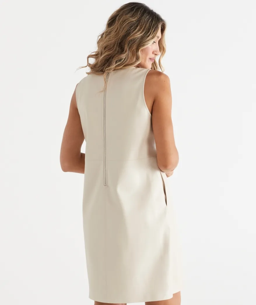 Sleeveless Faux Leather Shift Dress