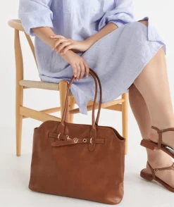 Snap-Hook Strap Tote Bag - Caramel