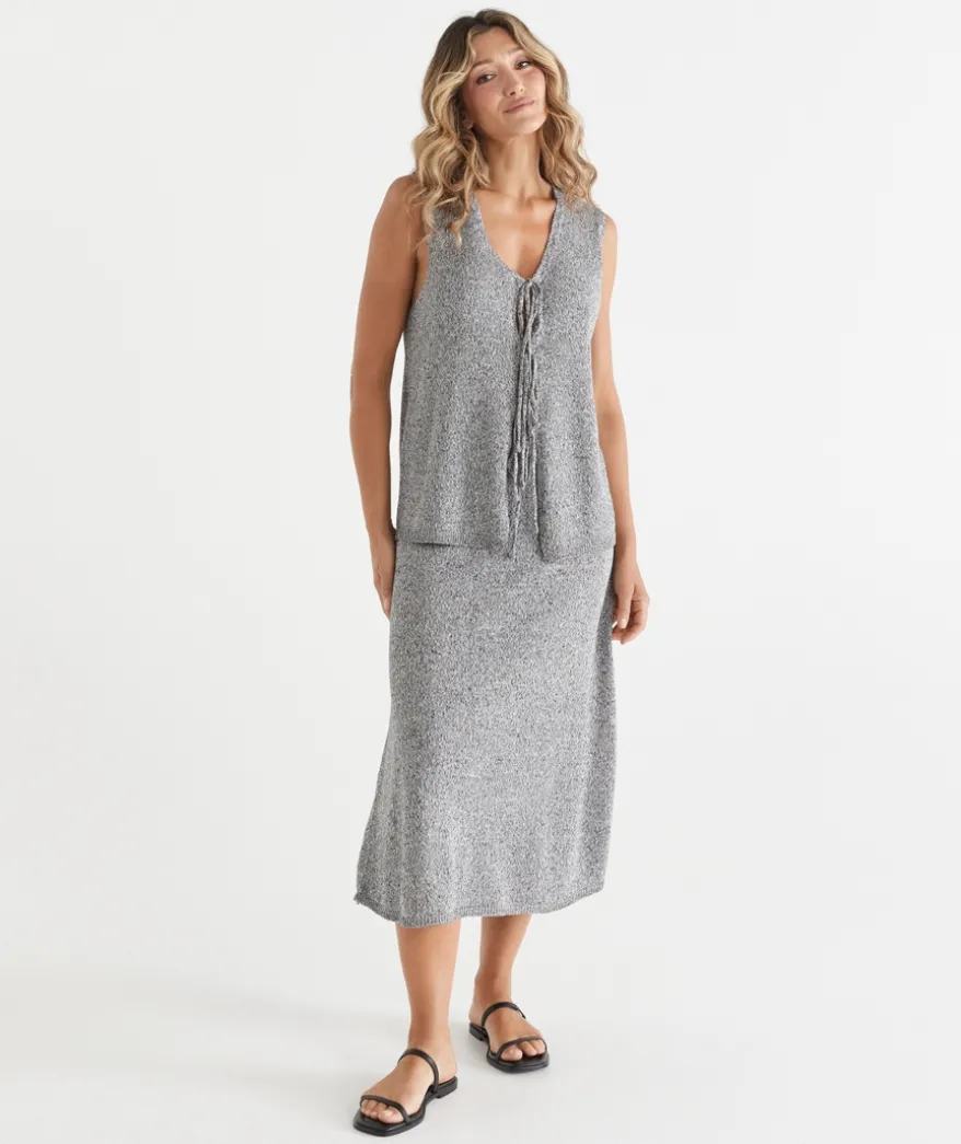 Speckled Knit Midi Skirt