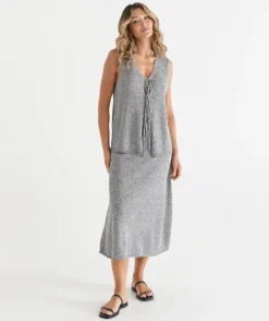 Speckled Knit Midi Skirt