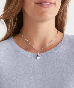 Sterling Silver Oval Pendant Necklace