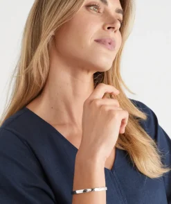 Sterling Silver Plated Hinge Cuff Bracelet