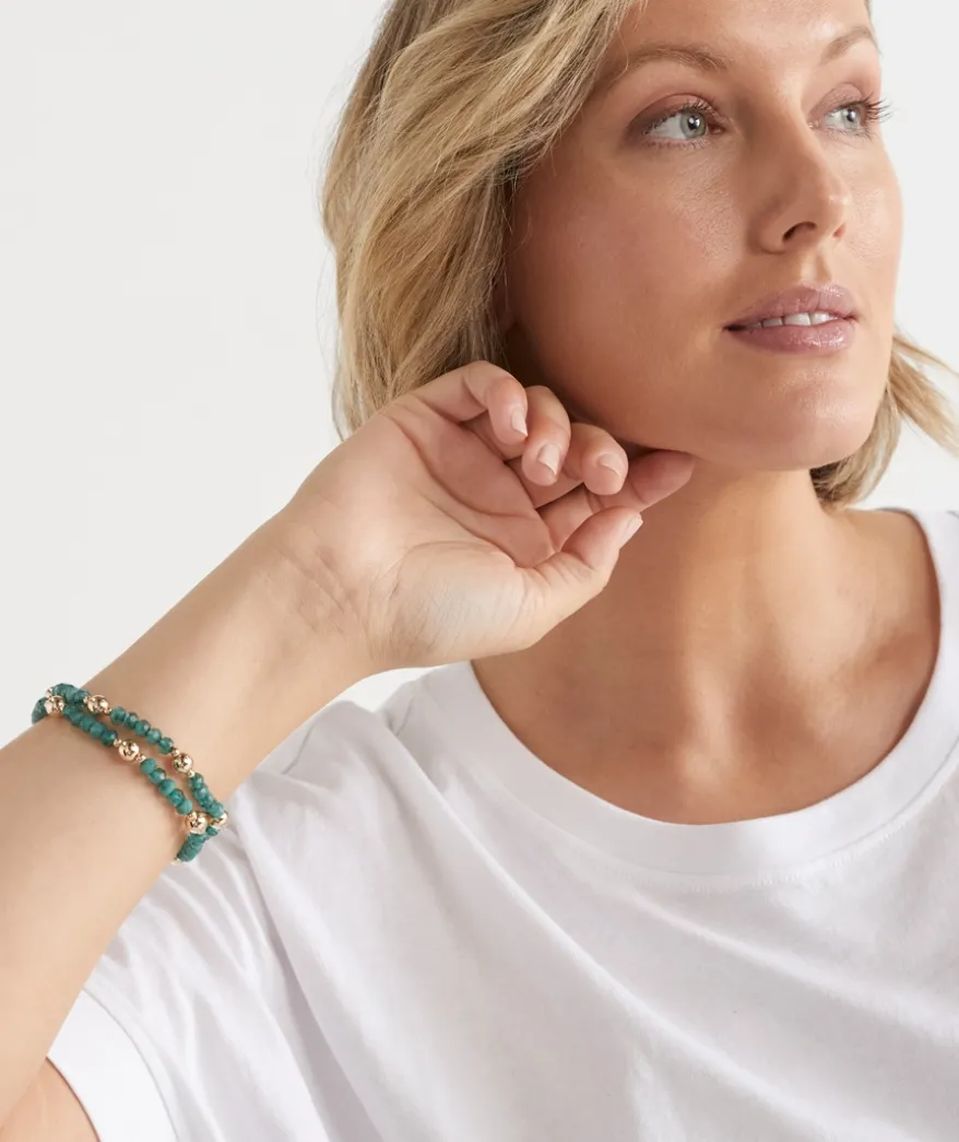 Stone Stretch Bracelet Set - Green