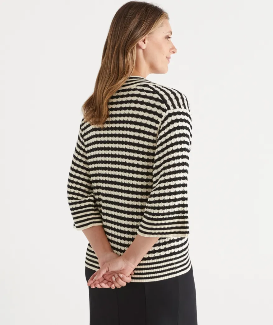 Stripe Knit Polo Top