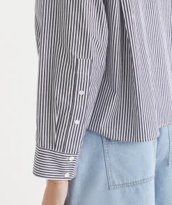 Stripe Long Sleeve Crop Shirt