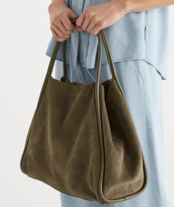 Summer Faux Suede Tote Bag - Khaki