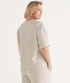 Textured Contrast Stitch Short Sleeve Top