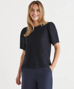 Textured Puff Short Sleeve Top - Parchment