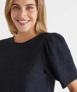 Textured Puff Short Sleeve Top - Parchment