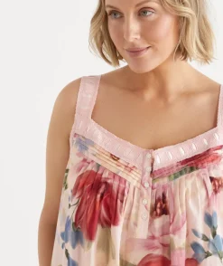 Vintage Floral Sleeveless Nightie - Pink